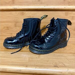 Dr. Martens Black Lace-Up Combat Boots with Star Detail